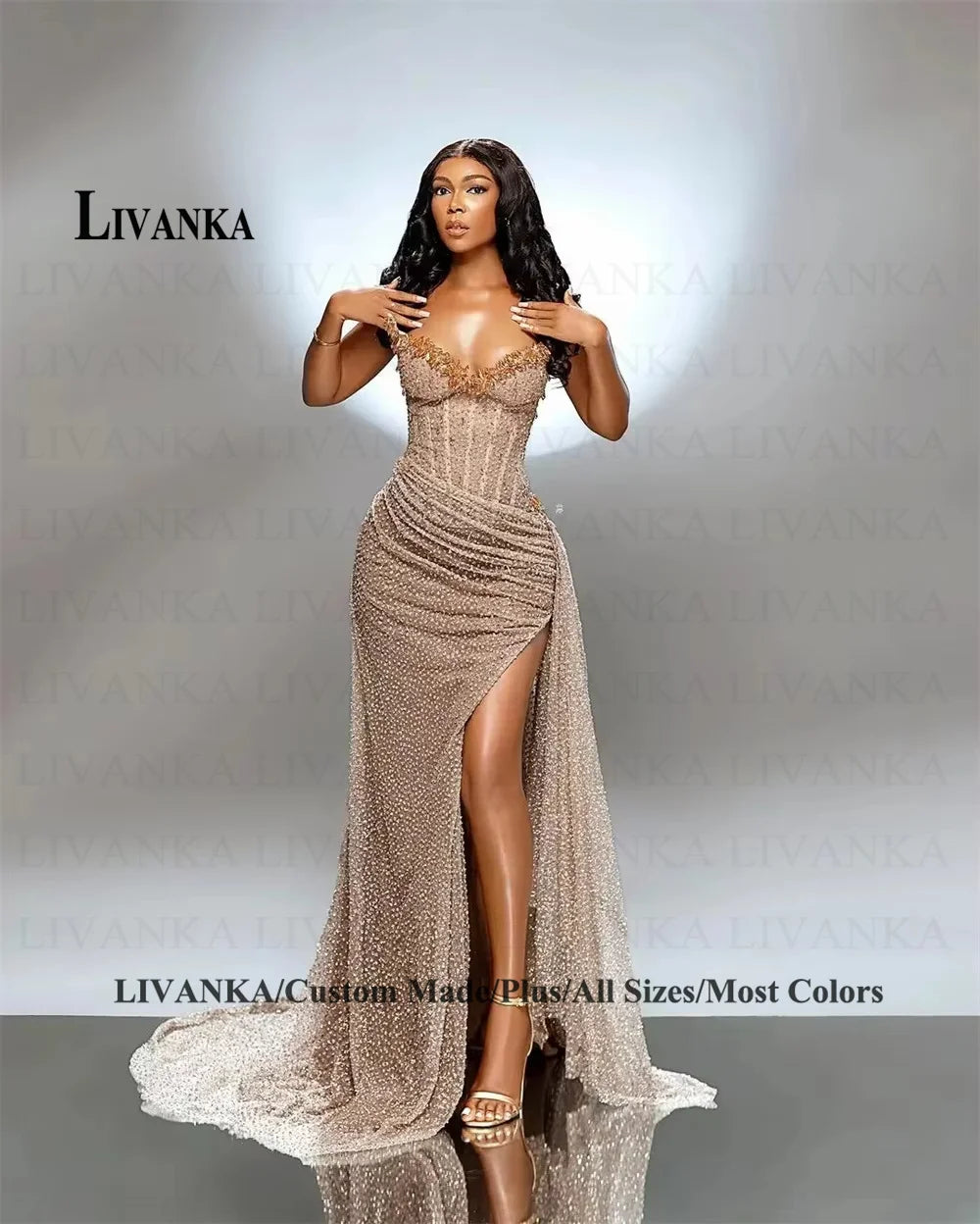 Sweetheart Mermaid Evening Gown – Beaded Floor-Length