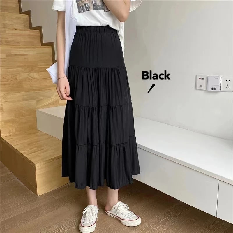 Vintage High Waist A-Line Cake Skirt – White & Black