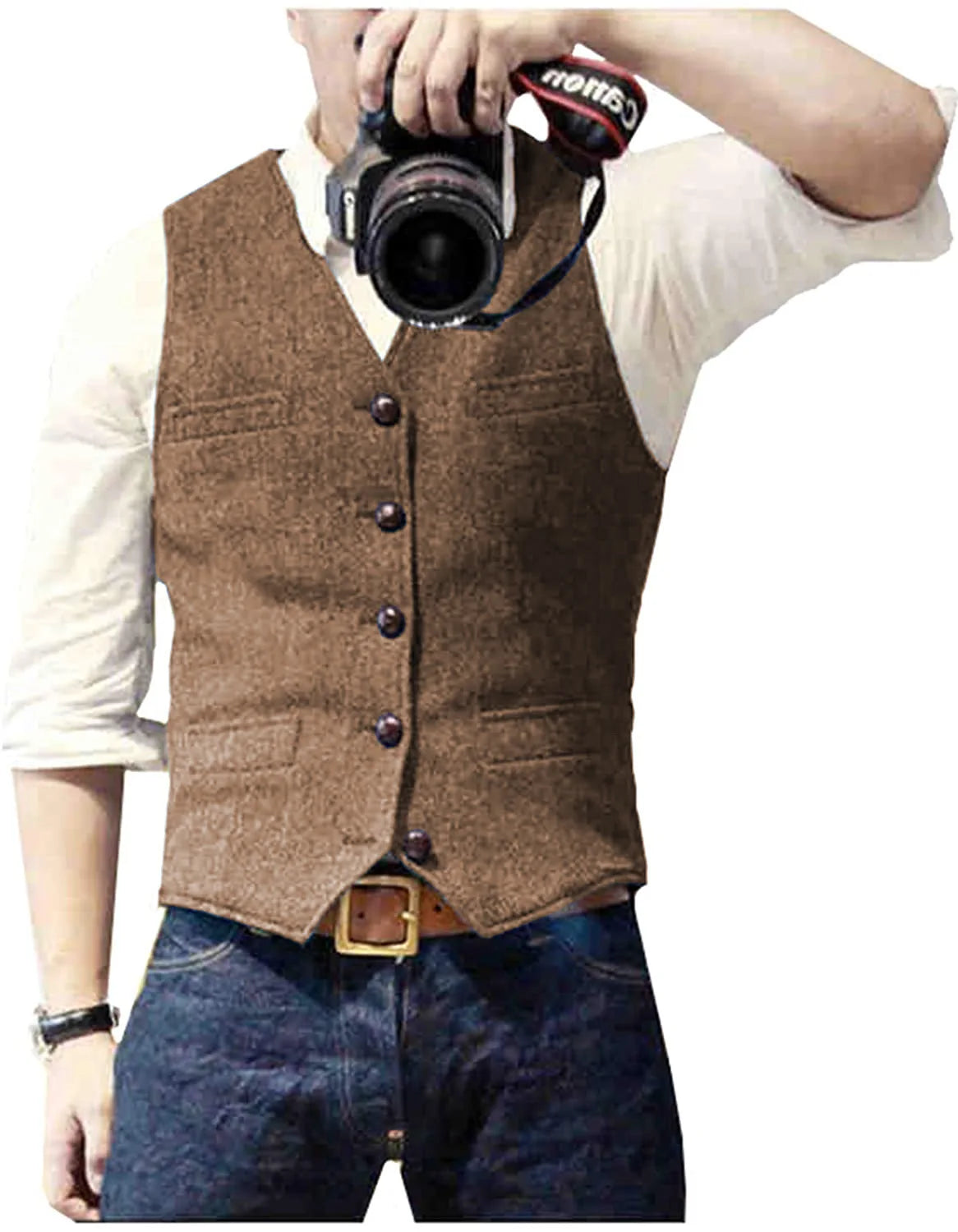 Men's Wool Herringbone Tweed Suit Vest – Formal Waistcoat