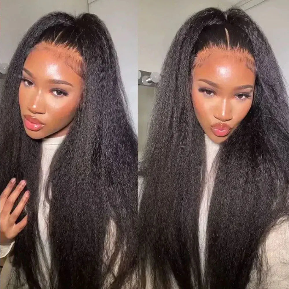 40 42 Inch Kinky Straight Lace Front Human Hair Wigs With Baby Hair Remy Glueless Wig Yaki Straight 13x4 HD Lace Frontal Wigs