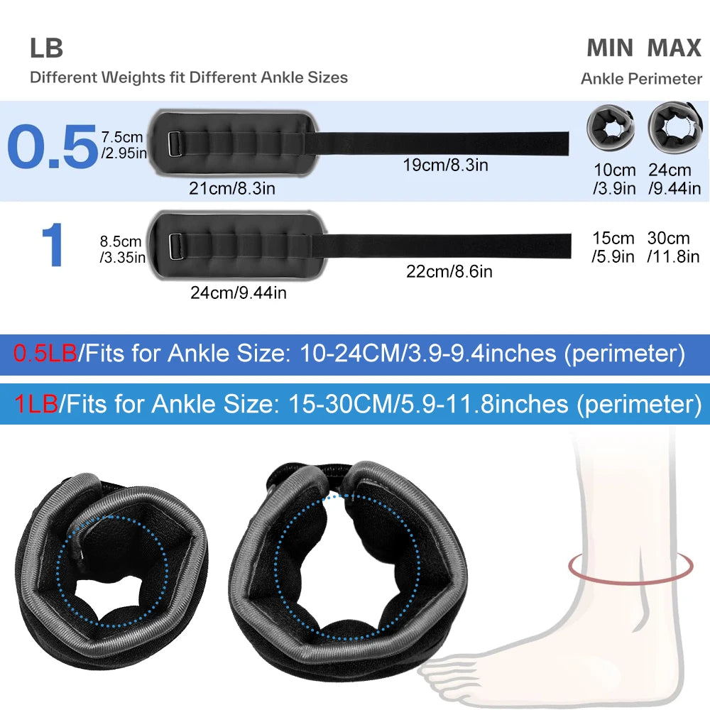 1Pair Adjustable Ankle & Wrist Weights - Neoprene Leg & Arm Weights for Women,Men,Kids - Strength Training for Running,Yoga, Gym