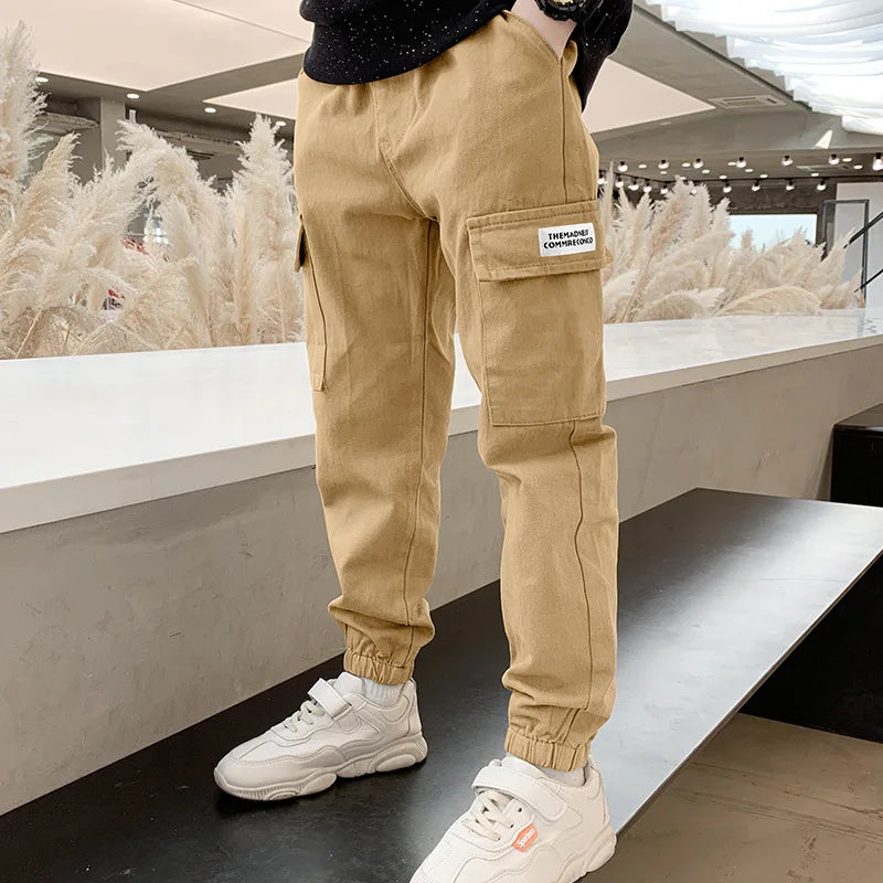 Boys Cargo Pants Spring Autumn Thick Boys Trousers Casual Kids Sport Pants Teenage Children Clothes For 5-12 Years