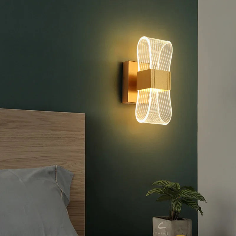 Nordic Luxury Wall Lamp LED Bedside Lamp Aluminum Wall Light Modern Living Room Background Wall Decorative Light