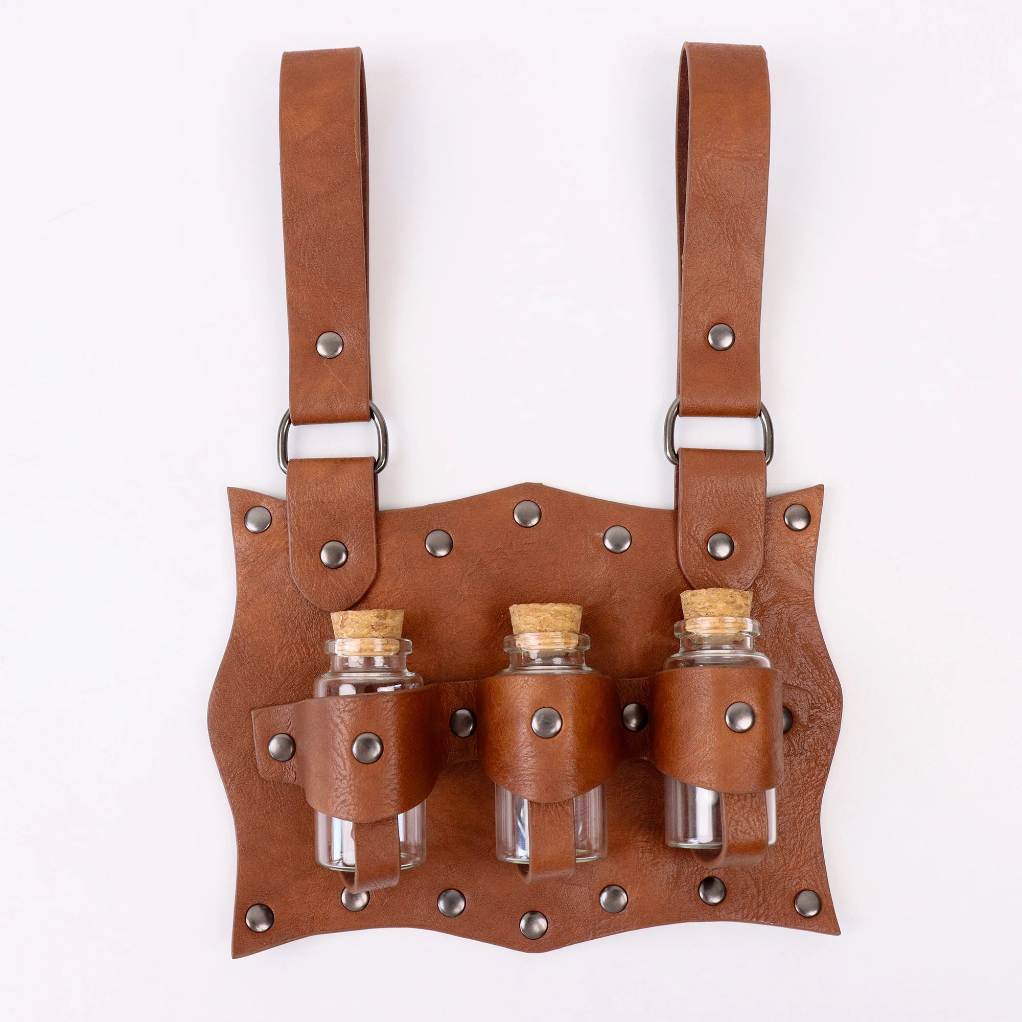 Renaissance Belt Pouch Set with 3 Leather Potion Bottles
