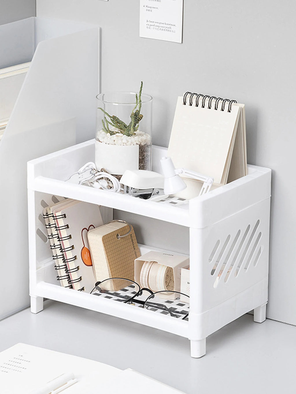 Double-Layer Desktop Storage Rack – Desk & Vanity Organizer