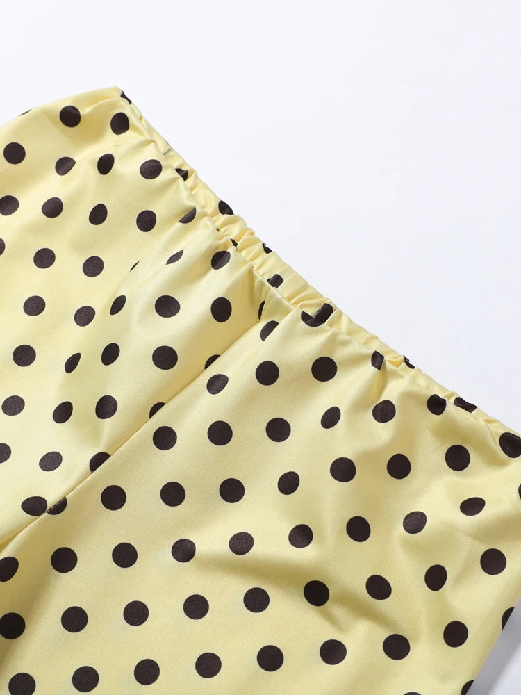 Women Pant Set Polka Dot Backless Sleeveless Crop Top Capri Slimming Pants Sexy Party Two Piece Set Club Fashion Trendy Outfits