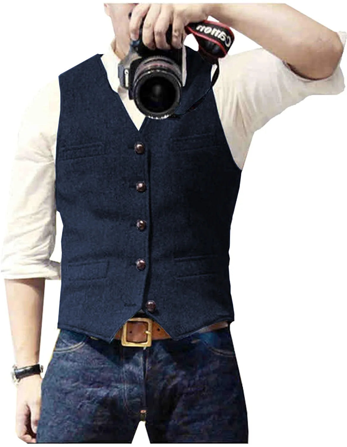 Men's Wool Herringbone Tweed Suit Vest – Formal Waistcoat
