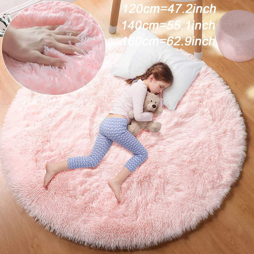 Super Soft Plush Round Rug – Fluffy Pile Floor Mat