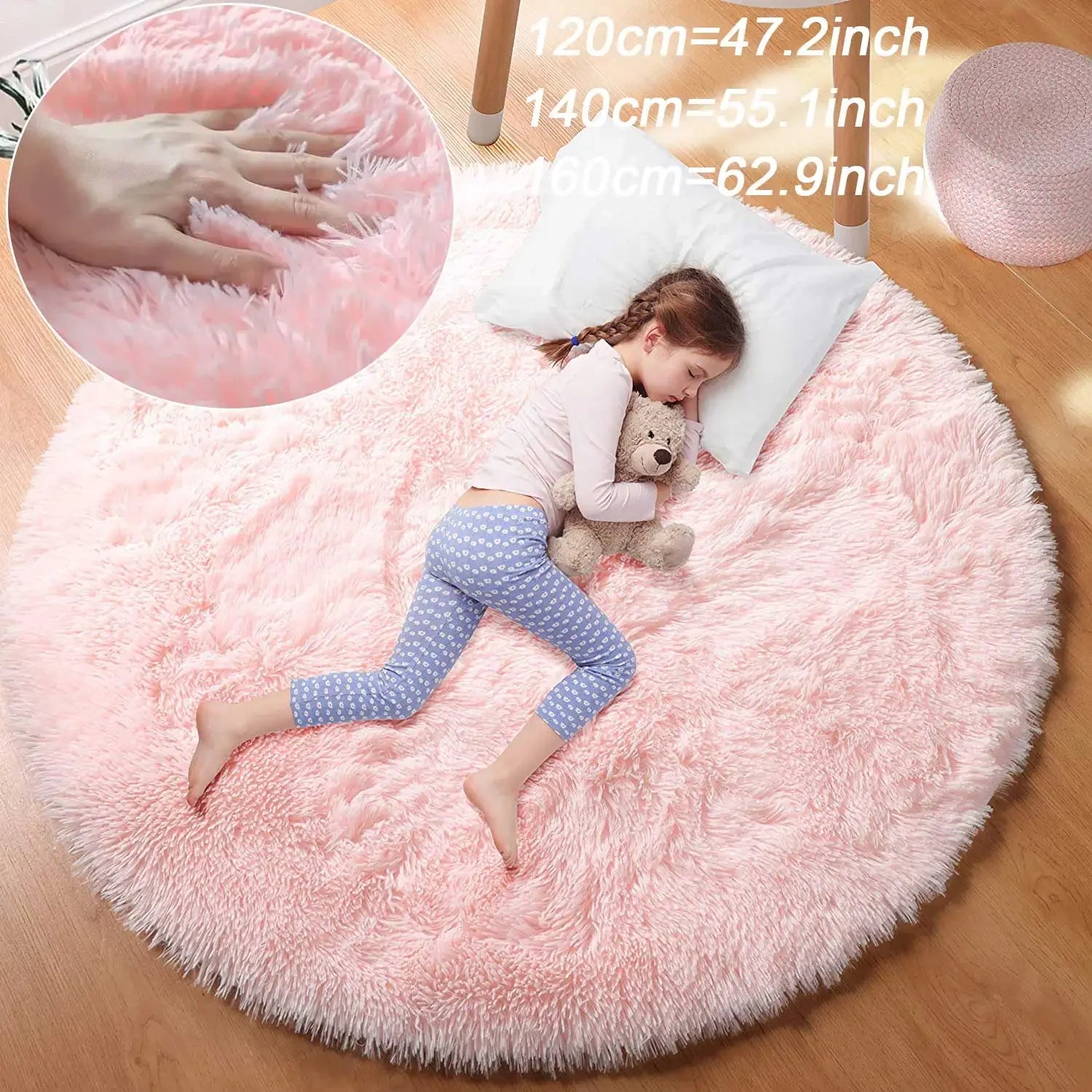 Super Soft Plush Round Rug – Fluffy Pile Floor Mat