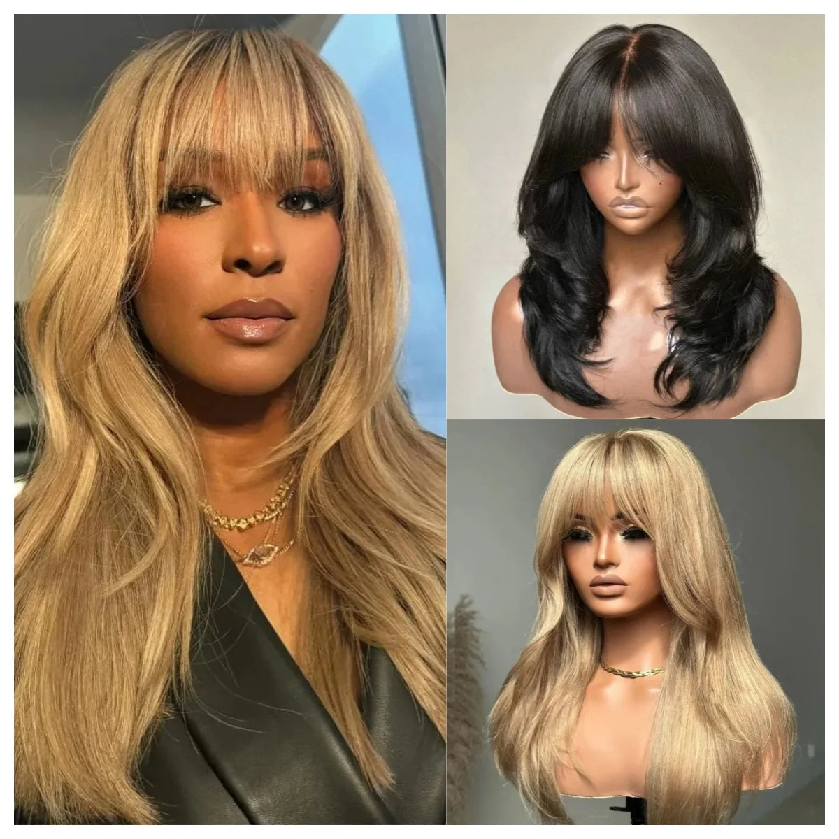 Black Wig WIth Layered Bangs Body Wave Lace Front Wig Short Bob Lace Frontal Wig 13x4 HD PrePlucked Synthetic Daily Wear Cosplay