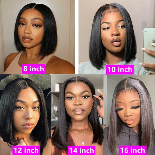 13x4 13x6 HD Bone Straight Bob Lace Frontal Human Hair Brazilian Short Bob Wig For Women 200% Density Straight Natural Bob Wigs