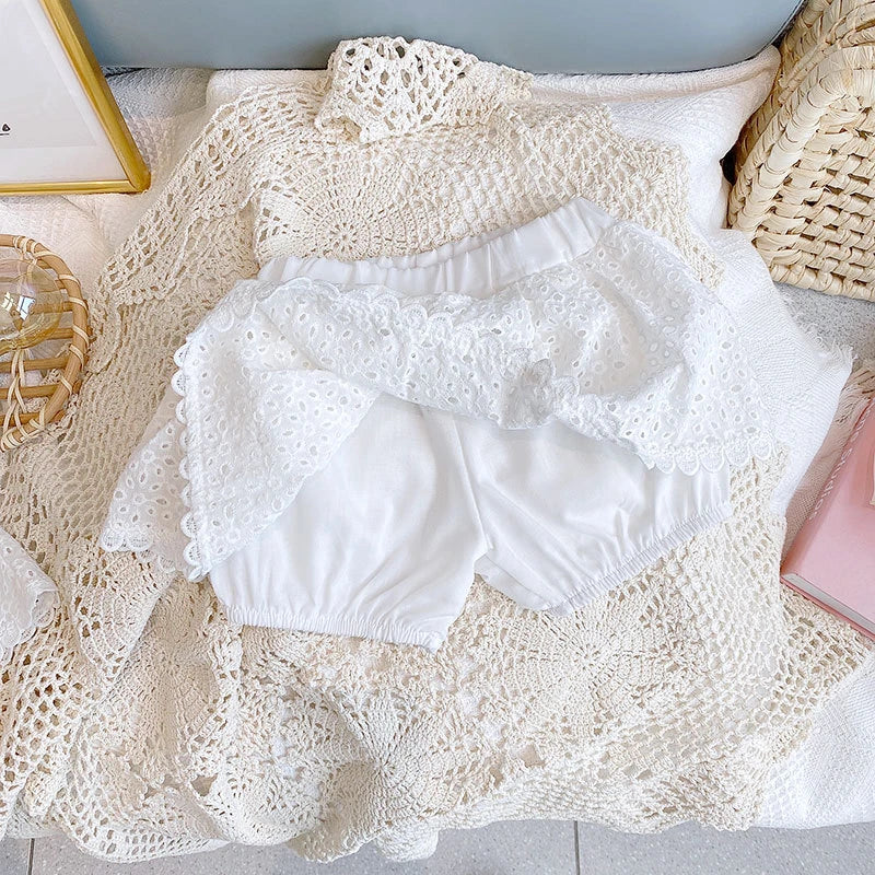 Baby Girls' Lace Vest & Shorts Set | Noir Belle