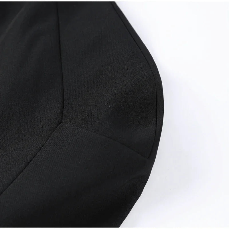 Elegant Women Shawl Cropped Top Shoulder Pads Stand Collar Short Sleeve Black Female T-shirt 2026 Spring Summer Lady Partywear