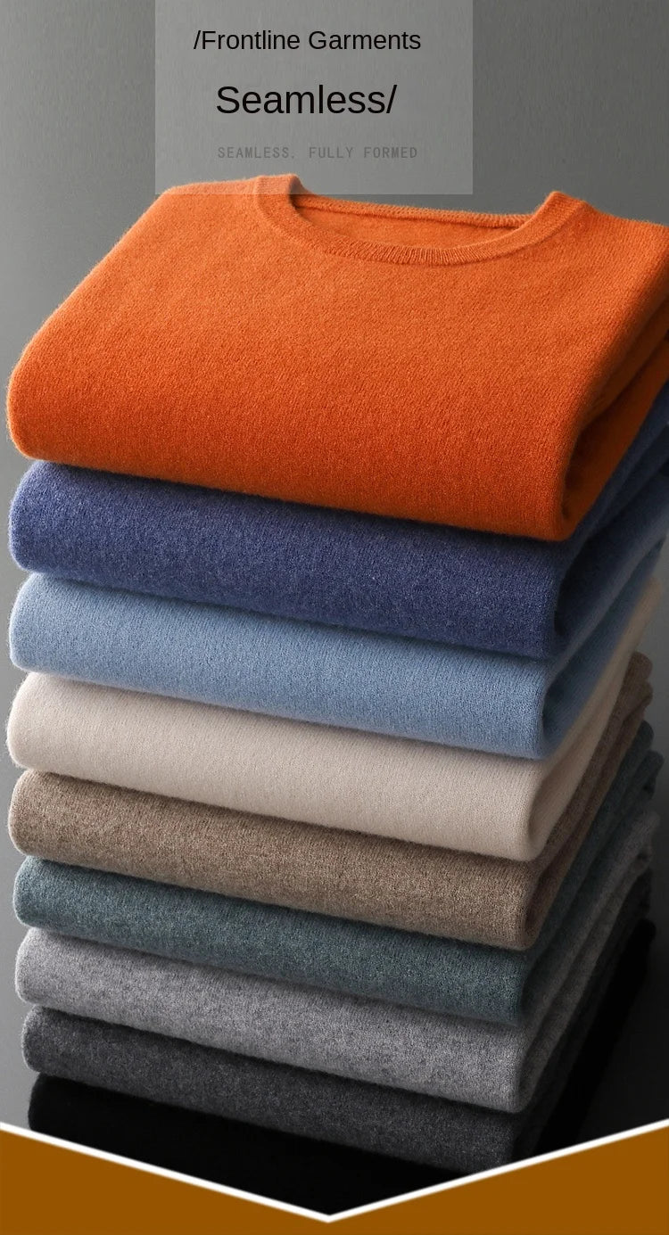 2025 Cashmere Sweater O-neck Pullovers Men's Loose Oversized M-3XL Knitted Bottom Shirt Autumn Winter New Korean Casual Men Top