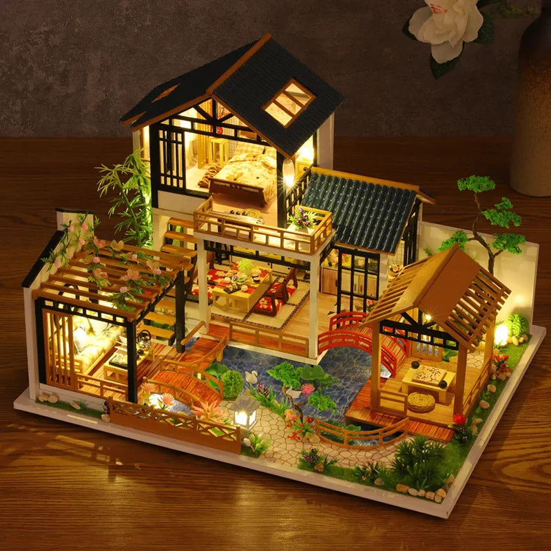 DIY Big Dollhouse Miniature Kit with LED Lights