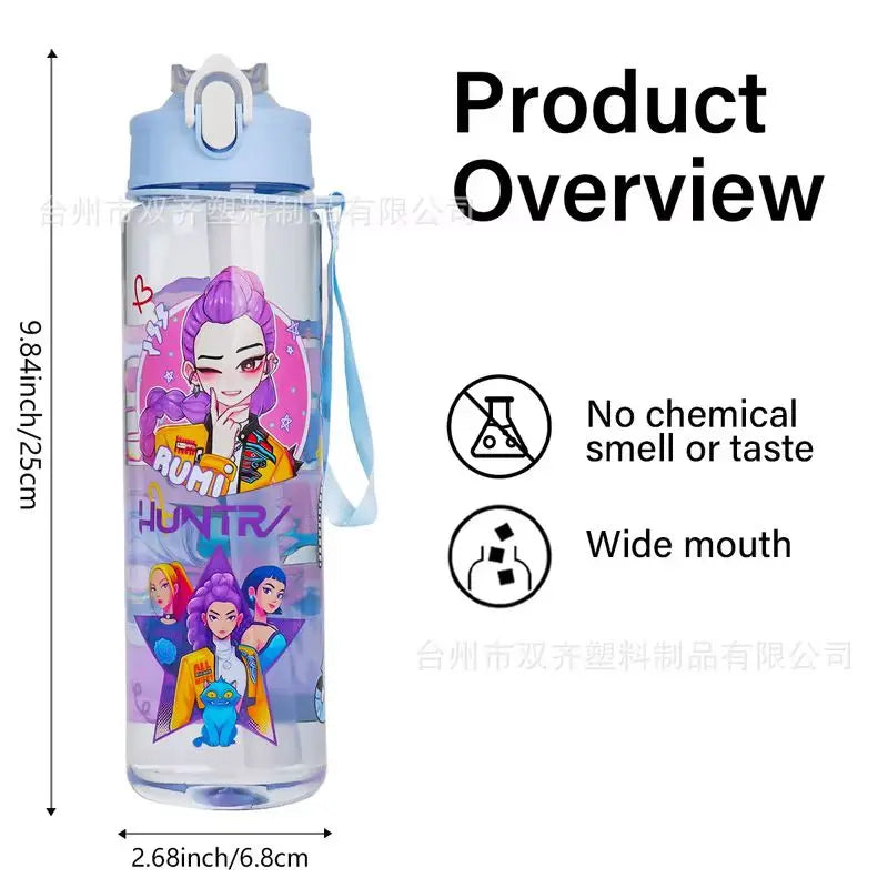 Hot 700ml Sale Cartoon Print Plastic Water Cup | Rumi Mira Zoey Jinu Celine | Portable Outdoor Straw Cup For Kids Cross-Border