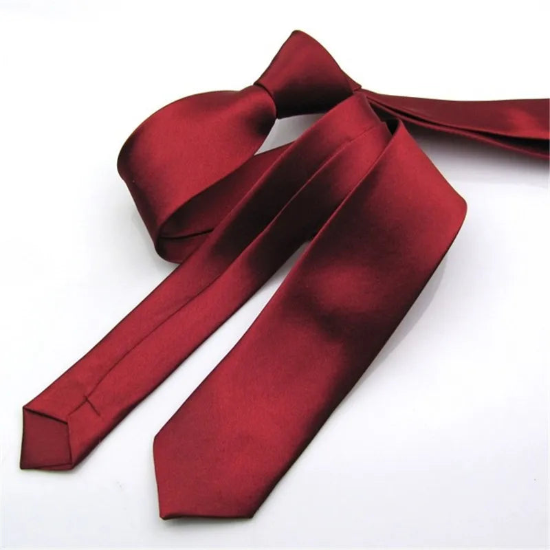 Fashion 5CM Skinny Slim Narrow Ties for man Solid Color Black Red Blue Patterns Necktie For mens Neck Tie Neckwear