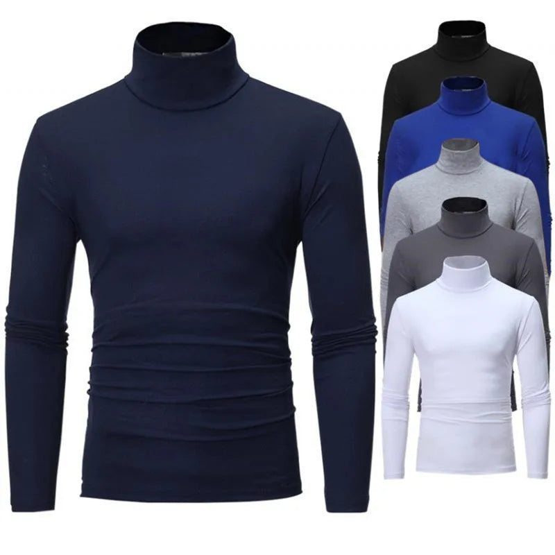 Men's Slim Fit High Neck Long Sleeve T-Shirt