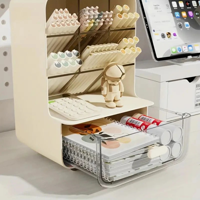 Multi-Layer Desk Organizer Large Capacity Office Accessories Slanted Insert Pencil Holder Storage Box Stationery Supplies School