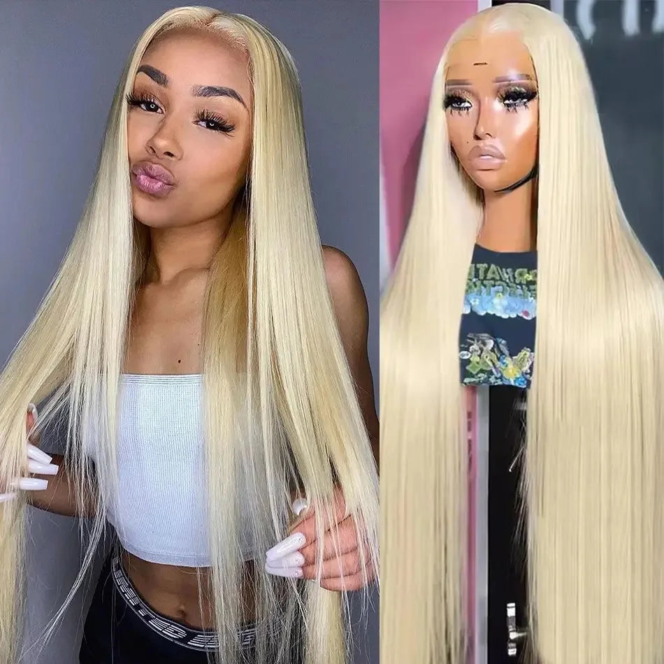 613 Honey Blonde Color Synthetic 13X4 Lace Front Wig For Black Women Straight Preplucked Bleach Knots Soft Cosplay Daily Party