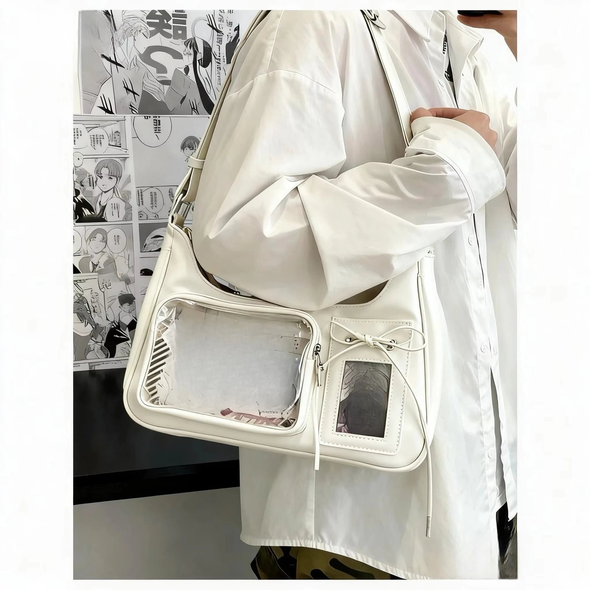 Y2k Harajuku Shoulder Bag Women Korean Transparent Ita Bag School Crossbody Bag Female Japanese Designer Preppy Handbag Purse