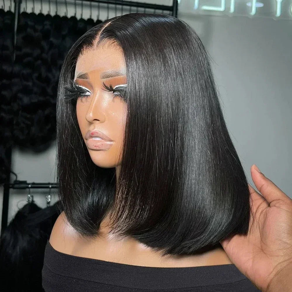13x4 13x6 HD Bone Straight Bob Lace Frontal Human Hair Brazilian Short Bob Wig For Women 200% Density Straight Natural Bob Wigs