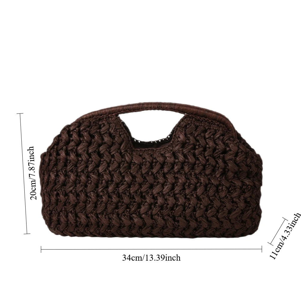 New Summer Beach Bag for Women Clutch Bag Luxury Designer Straw Bags Tote Handbag Fashion Woven Rattan Bags Female Travel Purse