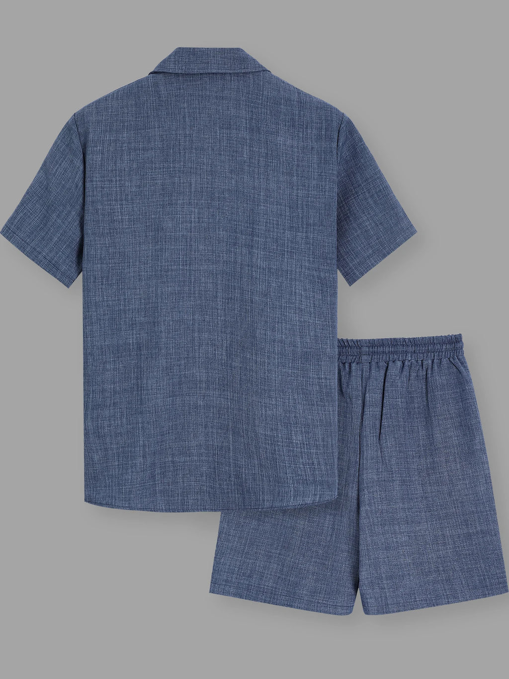 Men's Linen-Texture Lapel Shirt & Shorts Set – 5 Colors