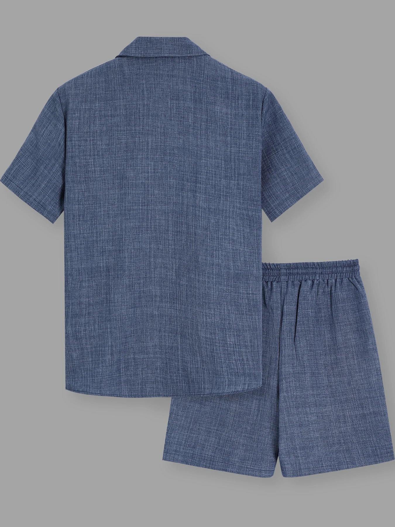 Men's Linen-Texture Lapel Shirt & Shorts Set – 5 Colors