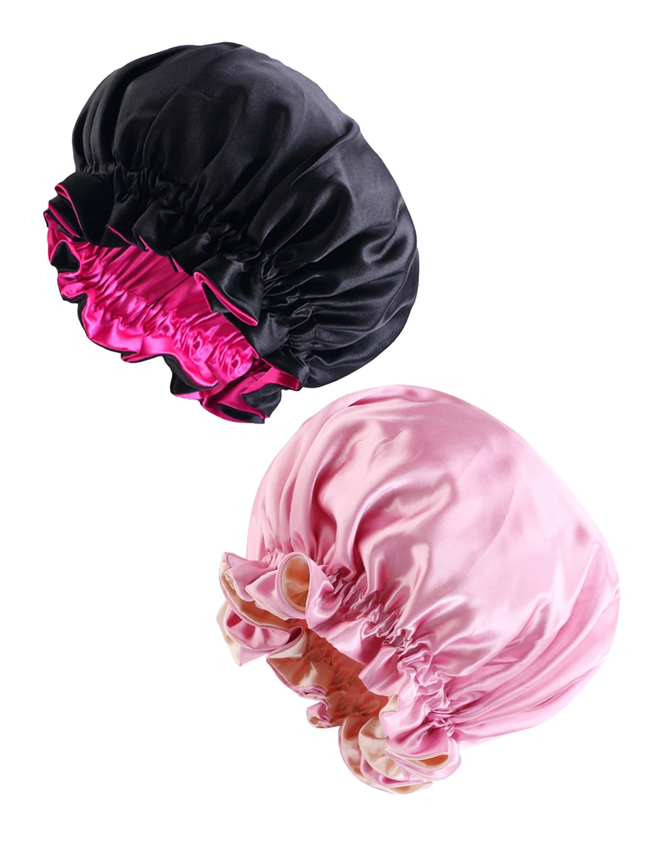 1pc Two Tone Satin Hat Silk Bonnet for Sleeping Satin Bonnets Double Layer Reversible Hair Cap Bonnet for Women Long Curly Braid