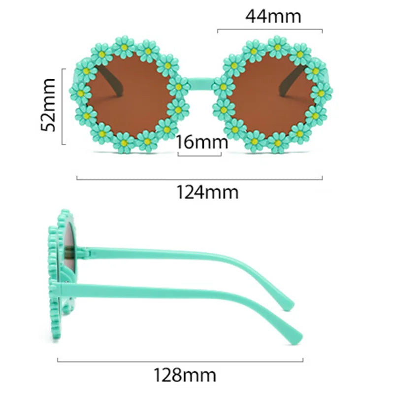 Round Flower Sunglasses for Kids Cute Daisy Glasses Children Outdoor Sun Protection Shades Fashion Funny Party Eyewear