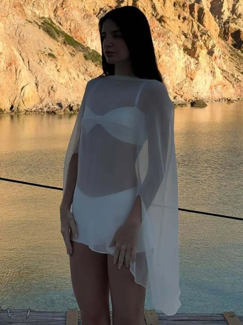 See-Through Chiffon Night Club Cover-Up Blouse