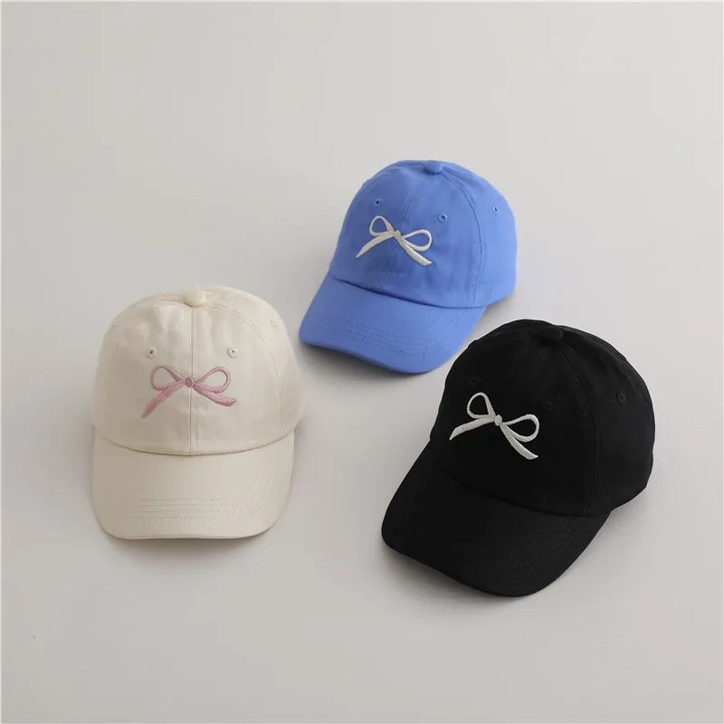 Fashion Children Embroidery Bow Baseball Hats Kids Accessories Boy Girl Vacation Sunscreen Hat Cotton Baby Adjustable Casual Cap