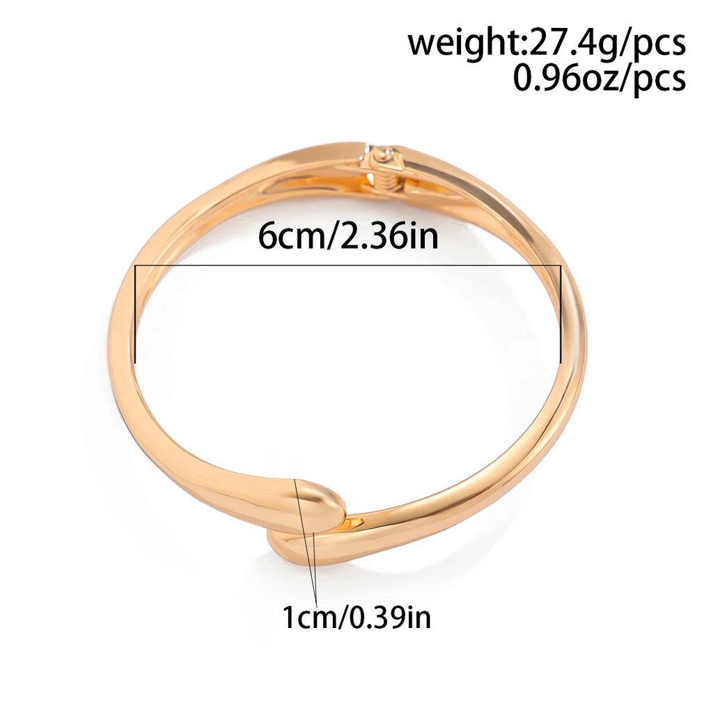 Creative Water Drop Wide Metal Bangle for Women Gold Color Geometric Twisted Bracelets Steampunk Couple Jewelry Gift