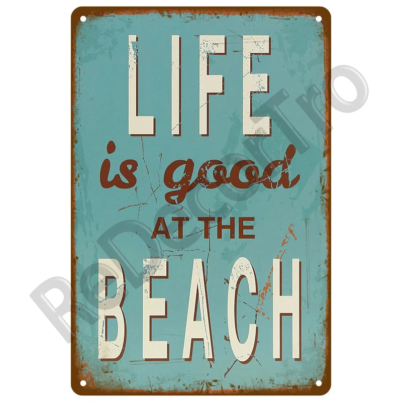 Metal Beach Bar Surf Club Tin Sign – Summer Wall Art