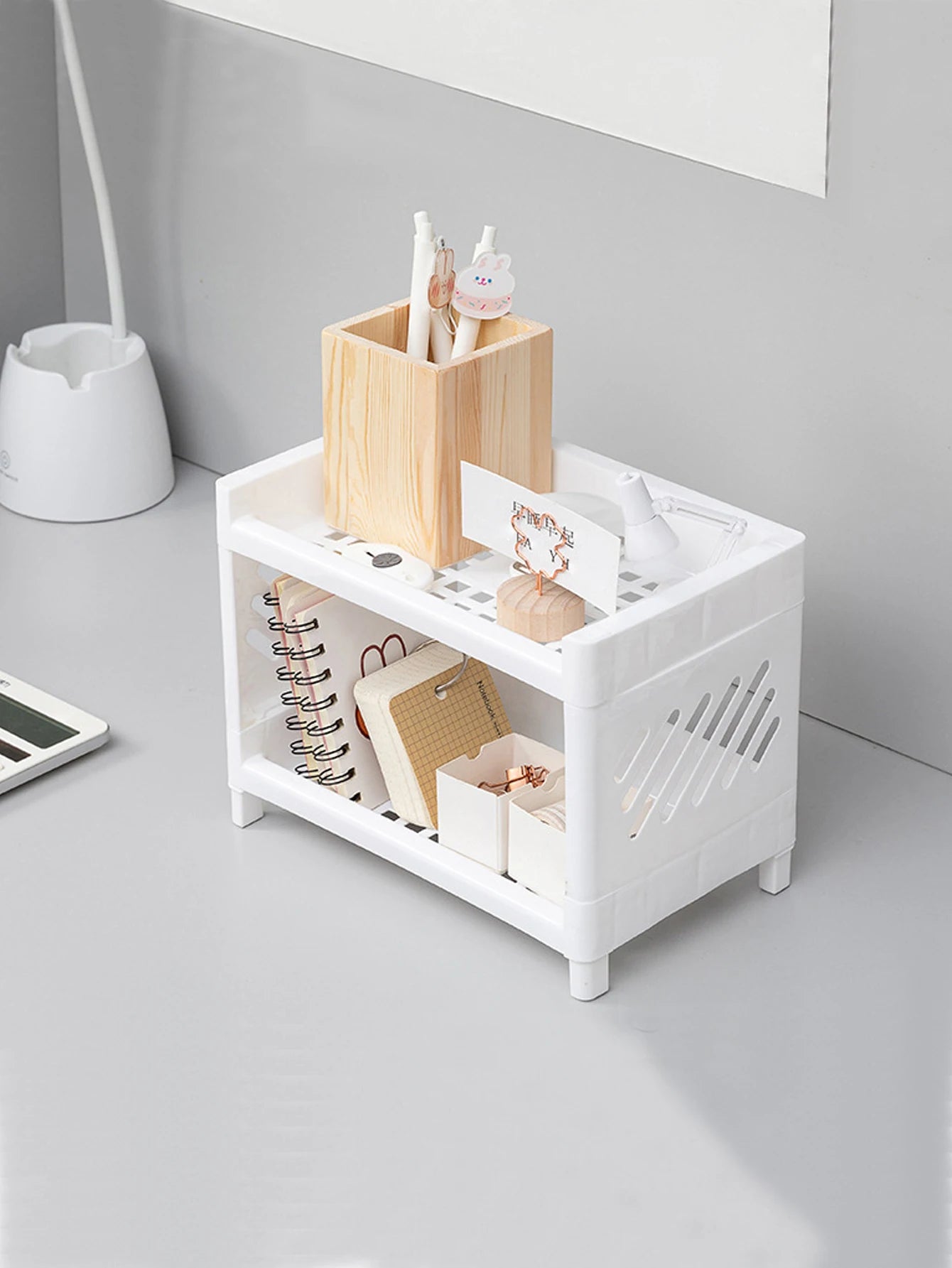 Double-Layer Desktop Storage Rack – Desk & Vanity Organizer