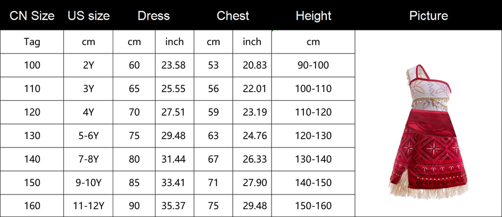 Girls' Moana 2 Princess Costume Dress – 10 Styles, 2T–12T