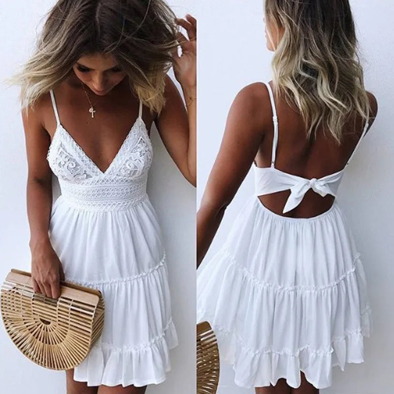 Women's Lace-Trim Strappy Dress