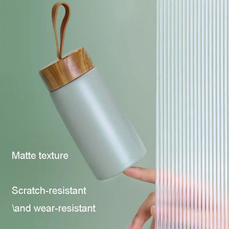 New Style Mini Thermos Cup Creative Wood Grain Cover Portable Vacuum Stainless Steel Water Cup Student High Value Pocket Cup