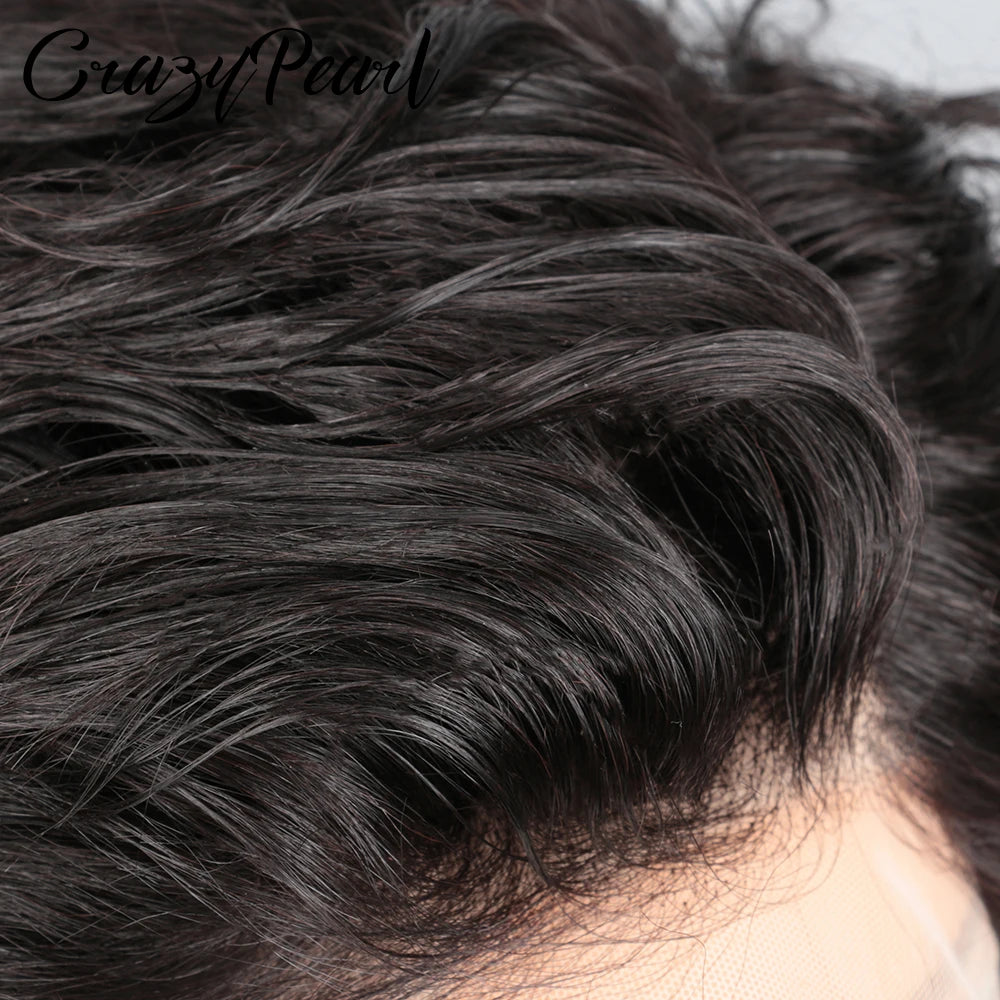 CrazyPearl 13X4 Lace Frontal Wig Pixie Cut Human Hair Short Curly Black Brazilian Remy Hair Natural Hairline for Black Women