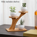 1pc 2-Tier Bamboo Stand,Bamboo Shelf for Home/Office, Compact Design,Perfect for Home and Office Desktop and Balcony Decor