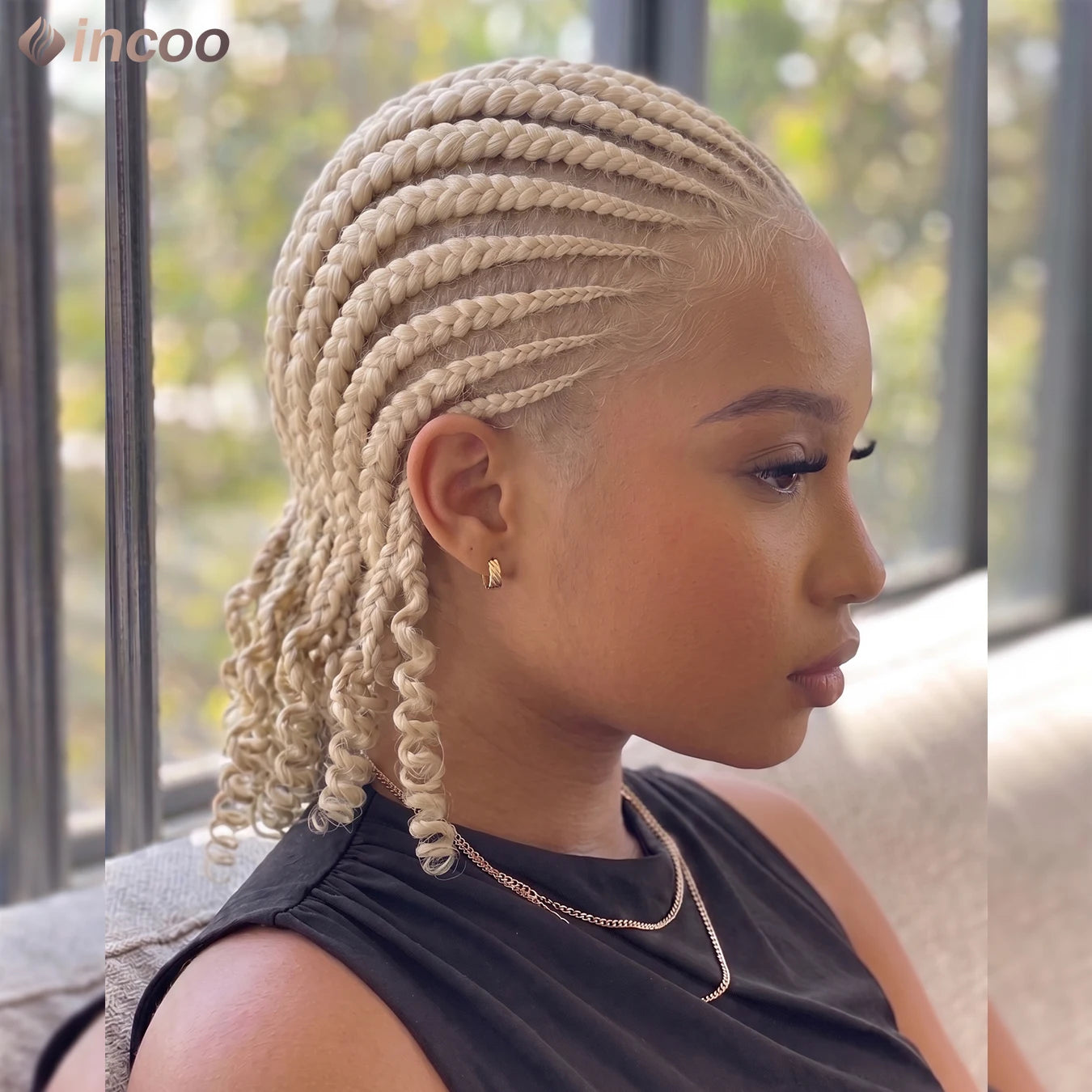 8 Inch Conrow Box Braided Wigs Synthetic Full Lace Front Wigs for Women African Twist Ends Braid Hair Wigs