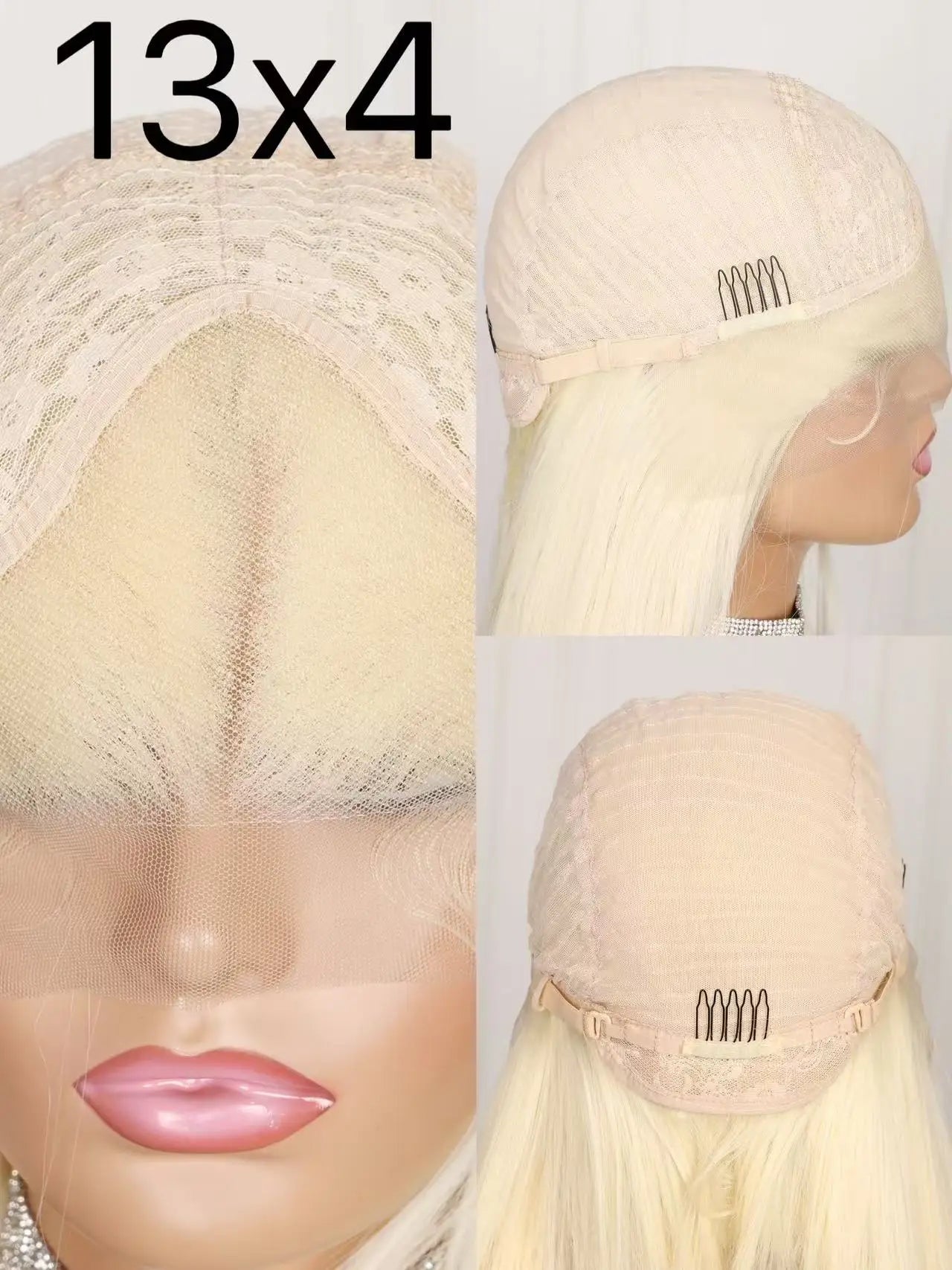 613 Honey Blonde Color Synthetic 13X4 Lace Front Wig For Black Women Straight Preplucked Bleach Knots Soft Cosplay Daily Party