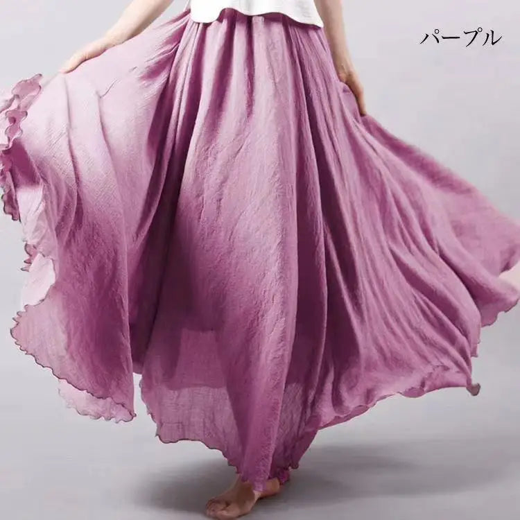 Mori Girl Cotton Linen Ethnic A-Line Long Skirt
