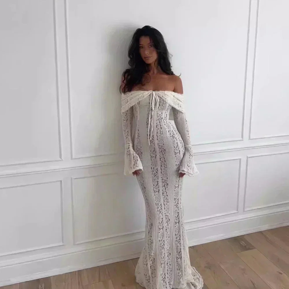 Long Sleeve Lace Evening Gown – Wedding & Prom Dress
