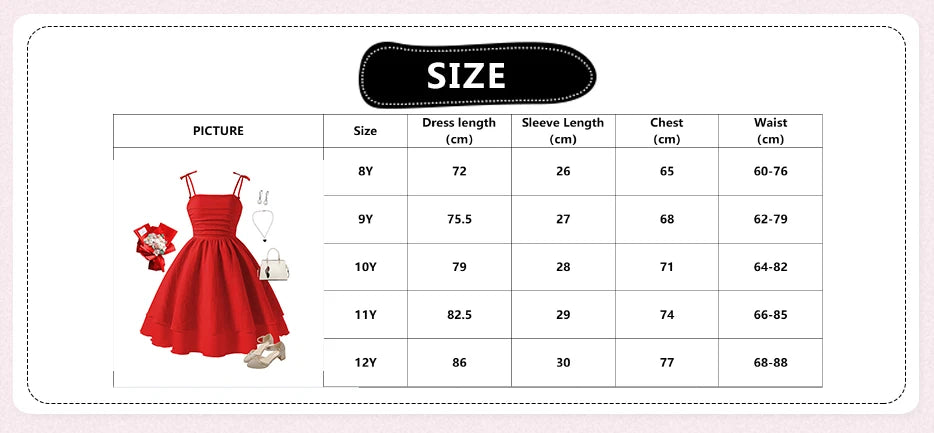 Kids Set Solid Pink Tiered Sling Princess Dress Sweet Style Tween Girls Dress Birthday Party Dating Clothes