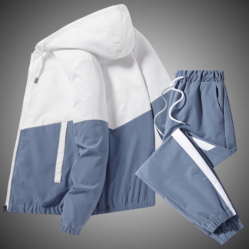 2026 Men Tracksuit Casual Joggers Hooded Sportswear Jackets And Pants 2 Piece Sets Hip Hop Running Sports Suit