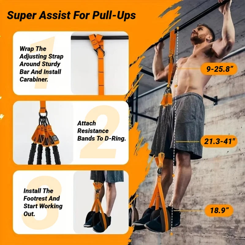 Pull-Up Power With Auxiliary Trainer Elastic Rope Pull Bar Fitness Home Men'S Band Latex Up Assist Belt Indoor Exercise