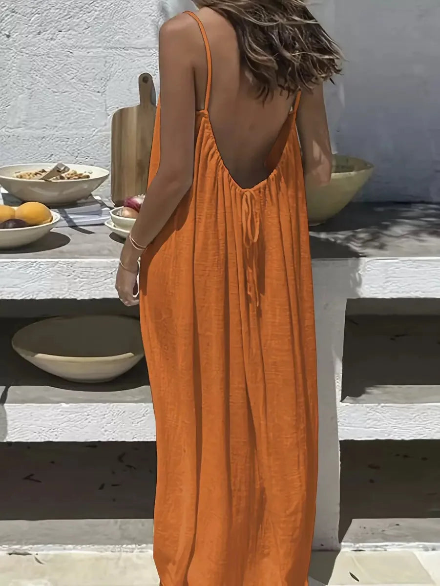 Backless Loose Slip Dress – Breathable Lazy-Style Loungewear