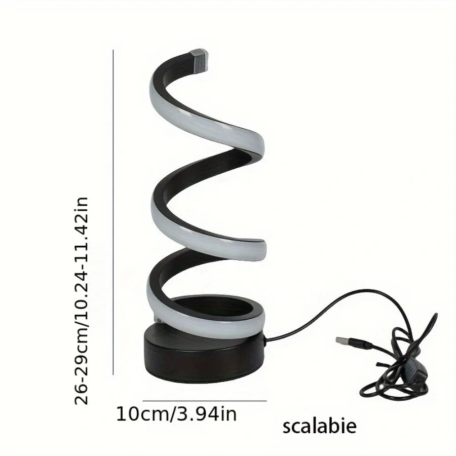 1PC Simple Spiral External Emitting Bright Desktop Desk Lamp, USB - Three-color Lighting, Suitable for Living Room and Bedroom D